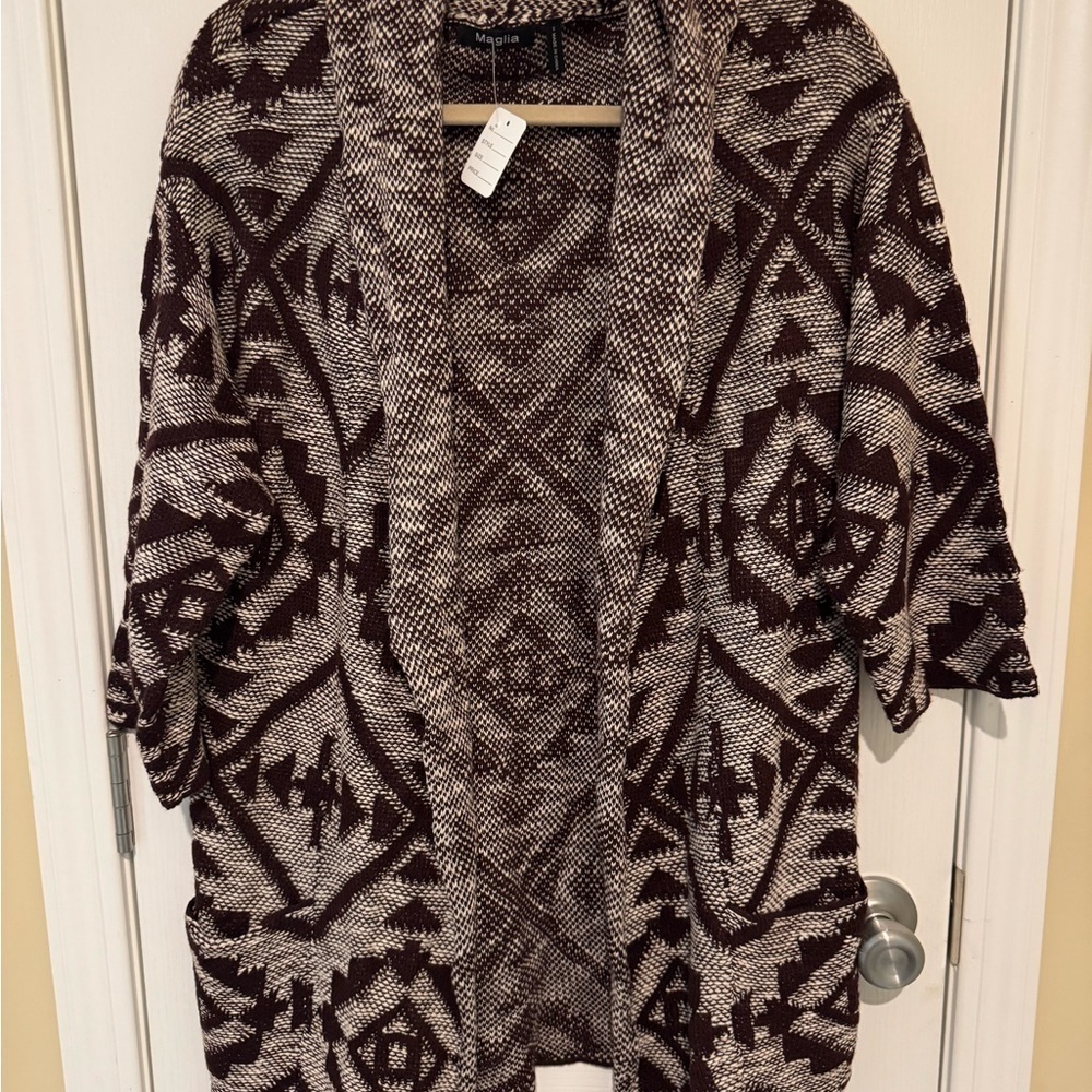Mossimo Supply Co. Burgundy and Cream Cardigan